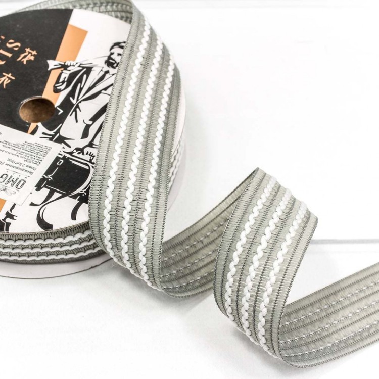 546-38/124 Лента декоративная с бахромой (полиэстер) 3,8 см*18 ярд серый 1/5 1/120 546-38/124 Лента декоративная с бахромой (полиэстер) 3,8 см*18 ярд серый 1/5 1/120