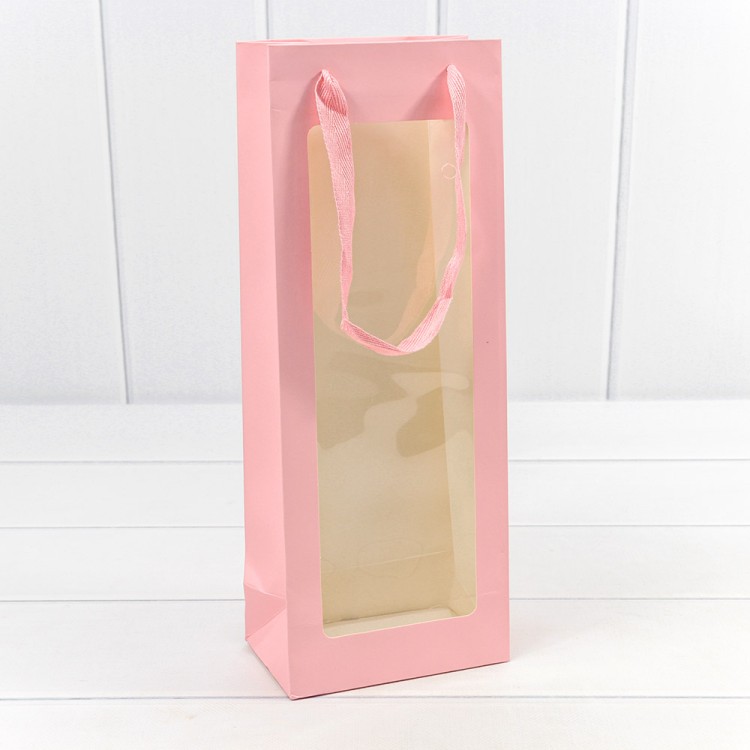 000198M/26 Пакет подарочный Розовый 34*13*8 210г 1/20 1/300