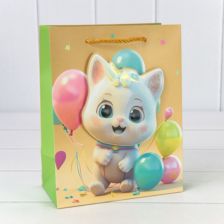 000270E Пакет подарочный с 3D аппликацией "Детский" (микс 270) 18*23*10 210г 1/20 1/360