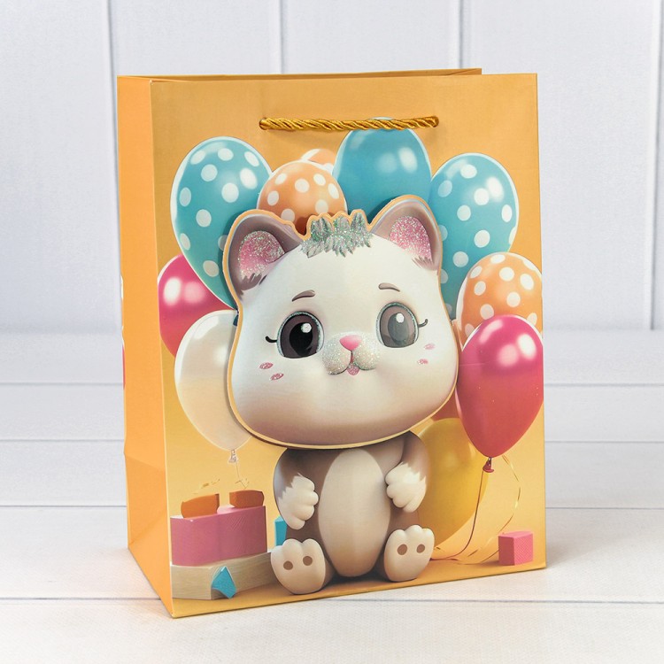 000270E Пакет подарочный с 3D аппликацией "Детский" (микс 270) 18*23*10 210г 1/20 1/360