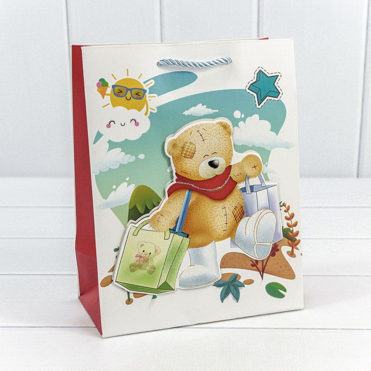 000334E Пакет подарочный с 3D аппликацией "Мишки" (микс) 18*23*10 210г 1/20 1/360