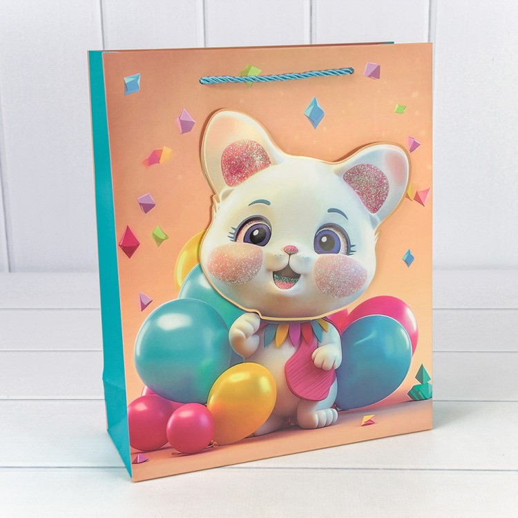 000270C Пакет подарочный с 3D аппликацией "Детский" (микс 270) 26*32*10 210г 1/20 1/240