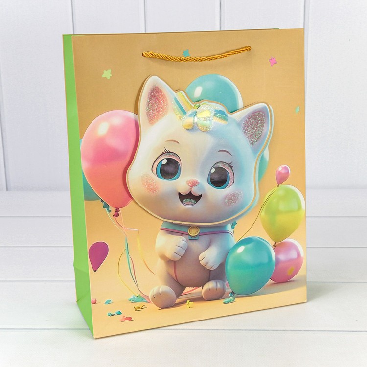 000270C Пакет подарочный с 3D аппликацией "Детский" (микс 270) 26*32*10 210г 1/20 1/240