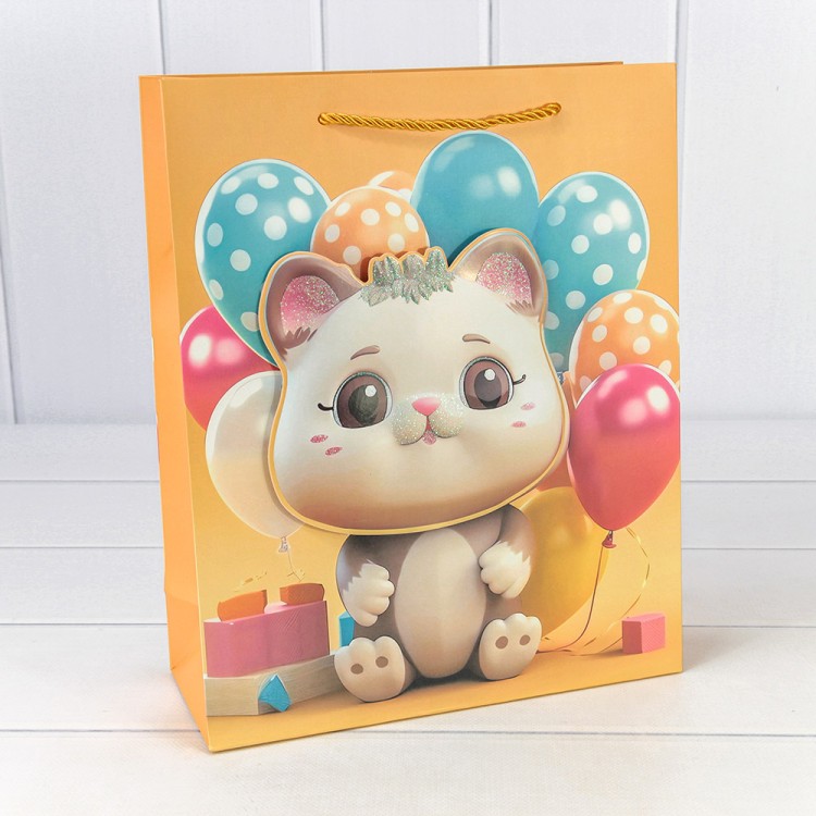 000270C Пакет подарочный с 3D аппликацией "Детский" (микс 270) 26*32*10 210г 1/20 1/240