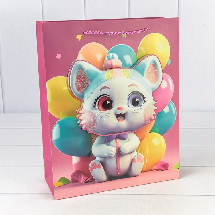 000270C Пакет подарочный с 3D аппликацией "Детский" (микс 270) 26*32*10 210г 1/20 1/240