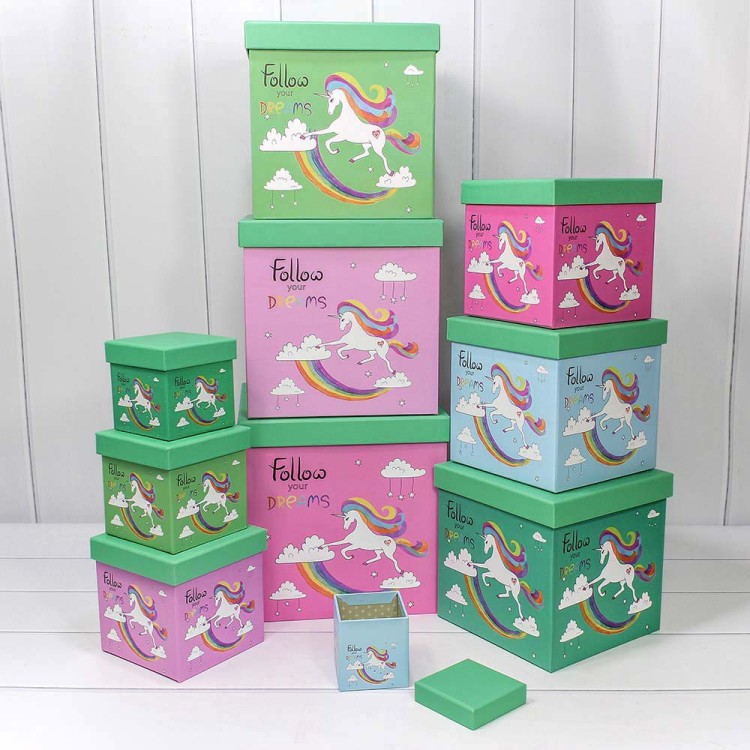 721601/1400 Коробки Куб Набор 1/10 26,5*26,5*26,5 "Единорог" 1/4