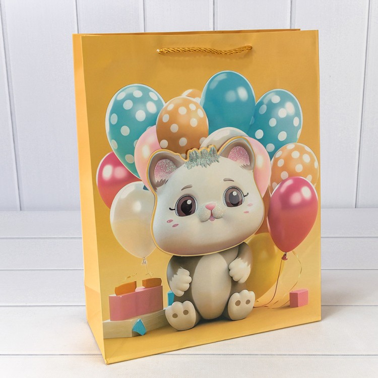 000270A Пакет подарочный с 3D аппликацией "Детский" (микс 270) 30*41,5*12 210г 1/20 1/80