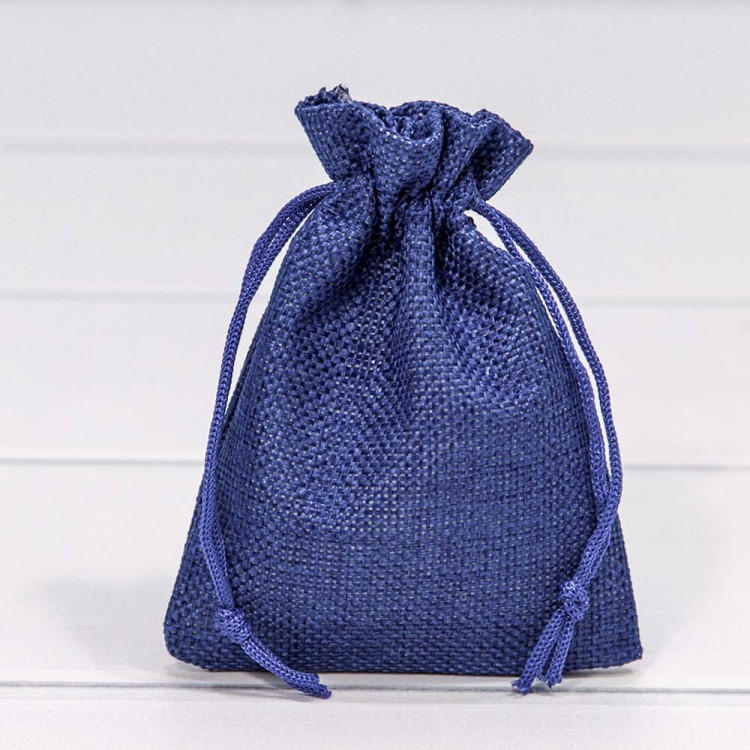 000809I/4 Мешочки из искусственного льна 9*12 см синий 1/50 1/2000