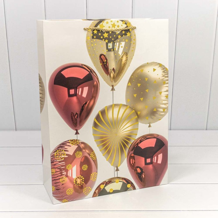 000129A Пакет подарочный с тиснением "Воздушные шары" (микс) 30*41,5*12 210г 1/20 1/80