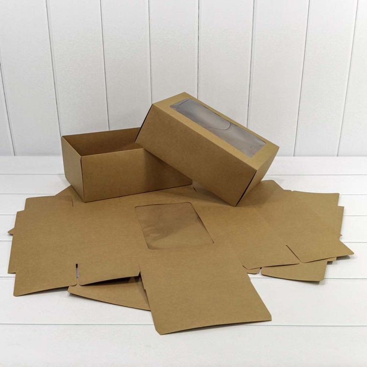 0007228 Коробка Прямоугольная 30*20*12 сборная с окошком Крафт 1/20 1/120 0007228 Коробка Прямоугольная 30*20*12 сборная с окошком Крафт 1/20 1/120