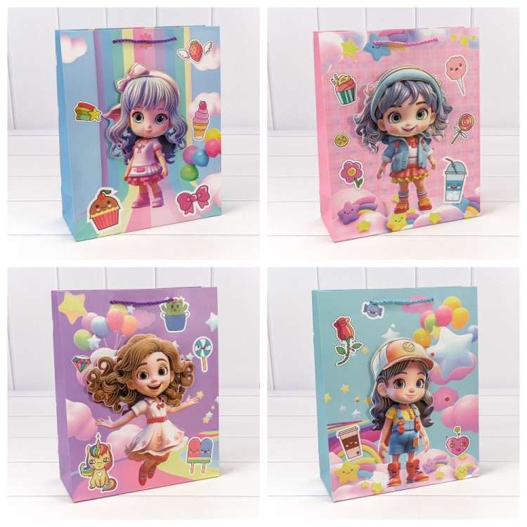 000265C	Пакет подарочный с 3D аппликацией "Детский" (микс 265) 26*32*10 210г 1/20 1/240