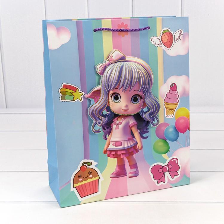 000265C Пакет подарочный с 3D аппликацией "Детский" (микс 265) 26*32*10 210г 1/20 1/240