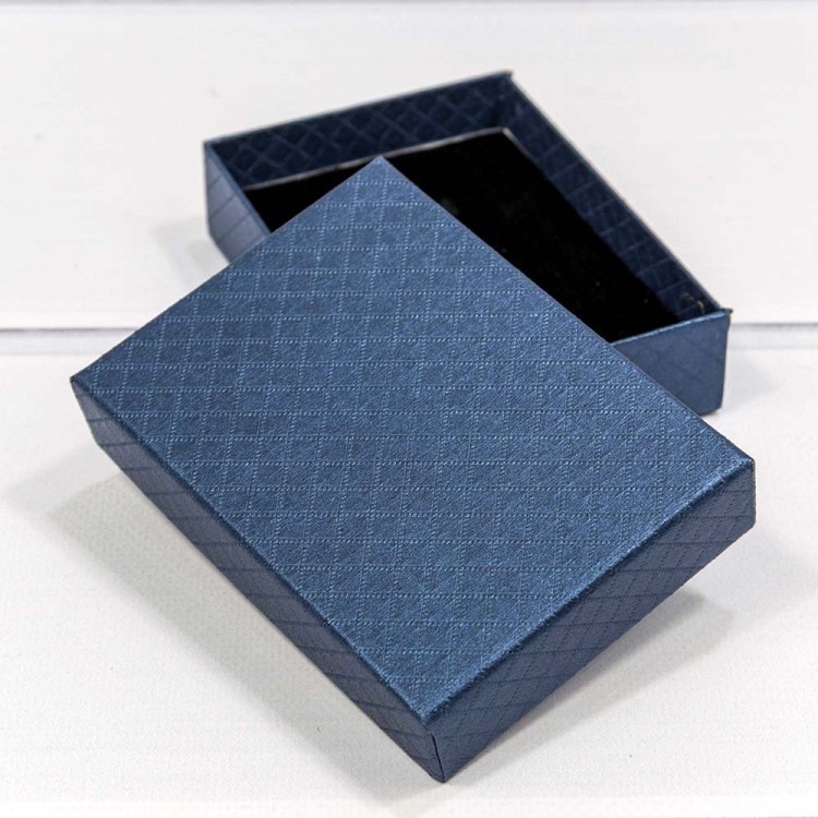 612811/5	Коробка Прямоугольная 11*8*3,4 "Ромбики" Синий 1/12 1/360