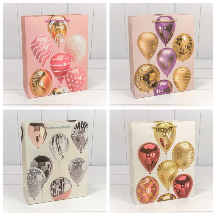 000129C Пакет подарочный с тиснением "Воздушные шары" (микс) 26*32*10 210г 1/20 1/240	