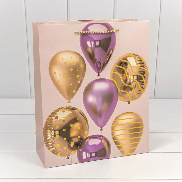000129C Пакет подарочный с тиснением "Воздушные шары" (микс) 26*32*10 210г 1/20 1/240