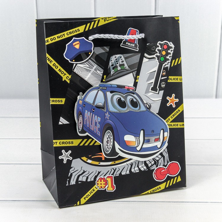 000253E Пакет подарочный с 3D аппликацией "Машинки" (микс) 18*23*10 210г 1/20 1/360