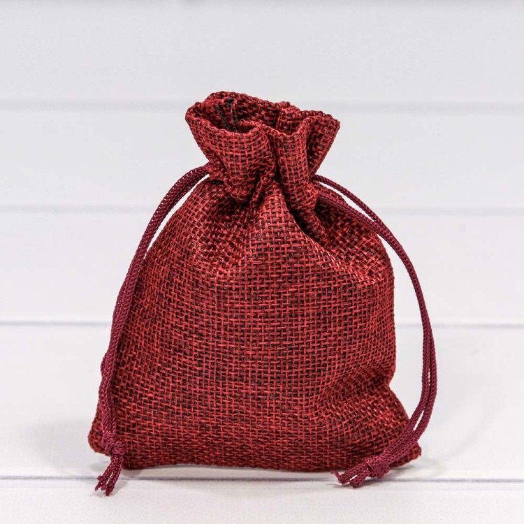 000809I/9 Мешочки из искусственного льна 9*12 см бордовый 1/50 1/2000