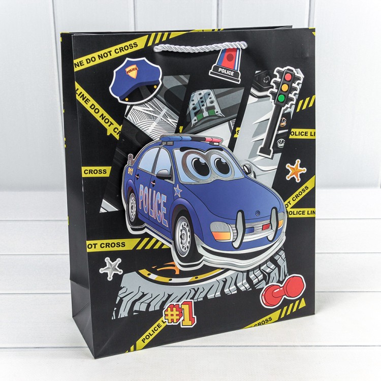 000253C Пакет подарочный с 3D аппликацией "Машинки" (микс) 26*32*10 210г 1/20 1/240